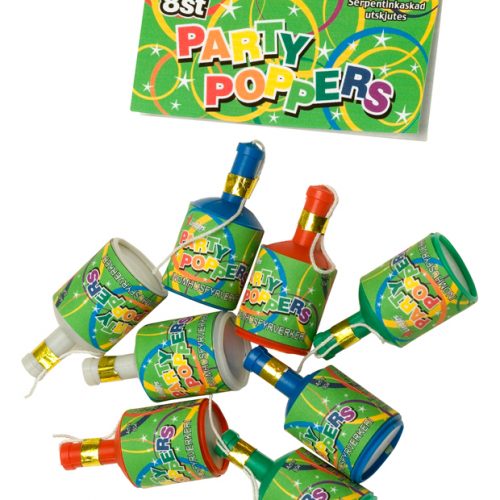 Party Poppers 8fp Färgade